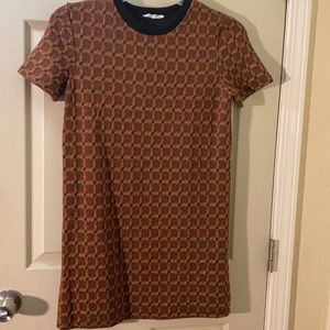 Orange and green and black dress